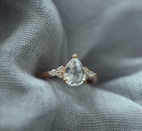 1.85ct Pear Cut Diamond Solitaire Ring 14k Rose Gold Finish with Round Accents