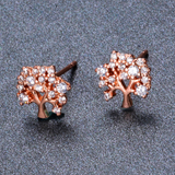 1.3ct Round Cut Diamond Tree Branch Style Stud Earrings 14k Rose Gold Finish