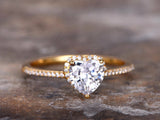 1ct Heart Cut VVS1 Diamond Solitaire Love Engagement Ring 14k Yellow Gold Finish