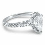 2.5ct Pear Cut Diamond Accents Halo Solitaire Engagement Ring 14k WhiteGold Over