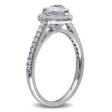 3Ct Heart Cut VVS1/D Diamond Halo Solitaire Engagement Ring 14K White Gold Over