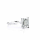 2ct Emerald Cut Diamond Engagement Ring Hidden Halo Women 14k White Gold Finish