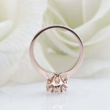 2ct Round Cut Diamond Floral Star Solitaire with Accents Ring 14k Rose Gold Over