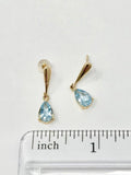 0.6ct Pear Simulated Aquamarine Solitaire Dangle Earrings 14k Yellow Gold Plated