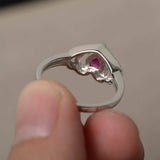 2.5ct Heart Cut Pink Ruby Double Heart Shape Engagement Ring 14k White Gold Over