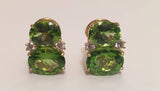 0.4ct Oval Green Peridot Dual Stone Stylish Drop Earrings 14k Yellow Gold Finish