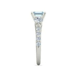 1Ct Emerald Blue Aquamarine Diamond Accents Solitaire Ring 14K White Gold Finish