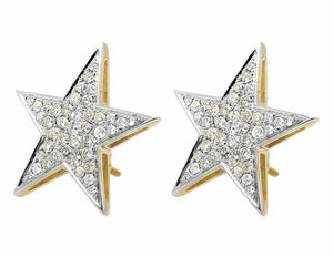 1.5ct Round Cut VVS1D Diamond Star Stud Earrings Women 14k Yellow Gold Finish