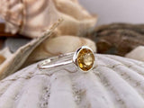 1.5ct Engagement Ring Round Cut Yellow Citrine Solitaire 14k White Gold Finish