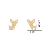 Lovely Small Chihuahua Dog Lover Stud Earrings Women Girls 14k White Gold Finish