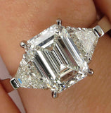 5Ct Emerald Cut Diamond Solitaire Ring 18K White Gold Finish Calf Head Accents