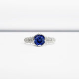 1.5ct Round Blue Sapphire Diamond Accents with Solitaire Ring 14k WhiteGold Over