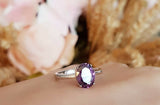 2.5ct Oval Cut Purple Amethyst Engagement Ring 14k White Gold Finish Solitaire