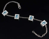 7ct Oval Cut Blue Topaz Stylish Women Chain Bracelet 14k White Gold Finish