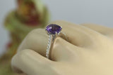 1.8ct Cushion Purple Amethyst Engagement Ring Diamond Accents 14k WhiteGold Over