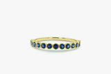 1.2ct Round Cut Blue Sapphire Half Eternity Wedding Band 14k Yellow Gold Finish