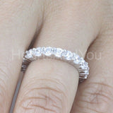 1.5ct Round Cut Moissanite Full Eternity Wedding Band 14k White Gold Plated