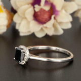 1.2ct Cushion Cut Black Diamond Engagement Ring 14k White Gold Finish Solitaire