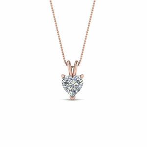 0.5ct Heart Cut VVS1 D Diamond Solitaire Pendant 14k Rose Gold Finish NO CHAIN