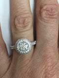 2.5ct Round Cut Diamond Dual Halo Solitaire with Accent Ring 14k White Gold Over