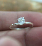 0.4ct Engagement Ring Round Cut Diamond Solitaire Design 14k White Gold Finish