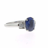 2.2ct Oval Cut Blue Sapphire Engagement Ring Five Stone 14k White Gold Finish