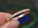 1.4ct Round Cut Diamond Wedding Band Stackable Full Eternity 14k RoseGold Finish