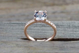 1.3ct Round Cut Morganite Engagement Ring 14k Rose Gold Finish Diamond Accents