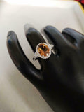 2.1ct Engagement Ring Oval Cut Yellow Citrine Diamond Halo 14k White Gold Finish