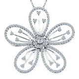 2.2ct Round Cut Diamond Pendant with Chain Flower Design 14k White Gold Finish