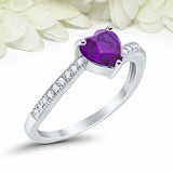 1ct Heart Cut Amethyst Engagement Ring Round Diamond Accent 14k White Gold Over