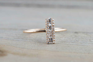 0.5ct Baguette Cut Diamond Engagement Ring 14k Rose Gold Finish Vertical Bar