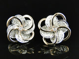 0.75ct Round Cut VVS1D Diamond Floral Design Stud Earrings 14k Dual Gold Finish