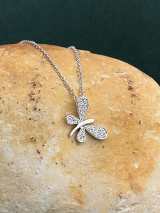 1ct Round Cut Diamond Pendant with Chain Butterfly Desgin 14k White Gold Finish