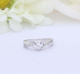 1.5ct Heart Cut Diamond Engagement Ring Twist Split Shank 14k White Gold Finish