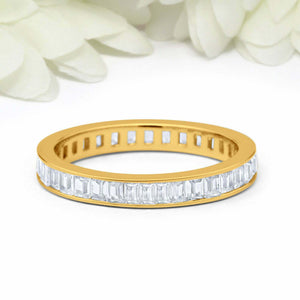 2ct Baguette Cut VVS1D Diamond Wedding Band Full Eternity 14k Yellow Gold Finish