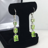 4ct Emerald Oval Round Cut Green Peridot Drop Earrings 14k White Gold Finish