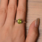 1ct Engagement Ring Oval Cut Peridot Heart Valentine Gift 14k White Gold Finish