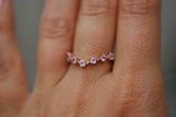 0.6ct Wedding Band Round Cut Pink Sapphire Curved Stackable 14k Yellow Gold Over