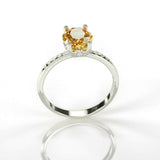 1.5Ct Oval Cut Yellow Citrine Solitaire Ring 14K White Gold Over Diamond Accents