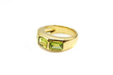 2ct Emerald Green Peridot Engagement Ring Trilogy Solitaire 14k Yellow Gold Over