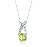 1.2Ct Oval Cut Green Peridot Dazzling Pendant 14K White Gold Finish NO CHAIN