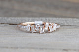 Unique Design Engagement Ring 1.1ct Baguette Cut Diamond 14k Rose Gold Finish