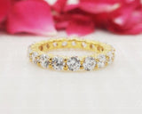 2.1ct Round Cut Moissanite Full Eternity Wedding Band 14k Yellow Gold Plated