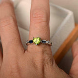 1ct Heart Cut Peridot Engagement Ring Solitaire with Accent 14k White Gold Over