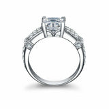 2.6ct Princess Cut Diamond Dual Row Shank Solitaire Ring 14k White Gold Finish