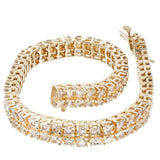 10Ct Round Cut VVS1D Two Row Design Tennis Bracelet 14K Yellow Gold Finish