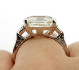 4Ct Asscher Cut Diamond Trilogy Solitaire Engagement Ring 14K White Gold Finish