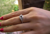 3Ct Emerald Diamond Trilogy Engagement Ring 18K White Gold Over Trillion Accents