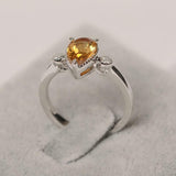 1.6ct Pear Cut Citrine Engagement Ring Milgrain Trilogy 14k White Gold Finish